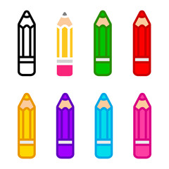 Icon set of color pencils. drawing pencil sign. crayons symbol.