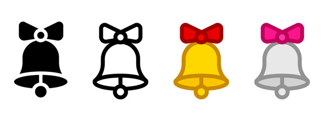 Bell with bow icon. School bell sign.