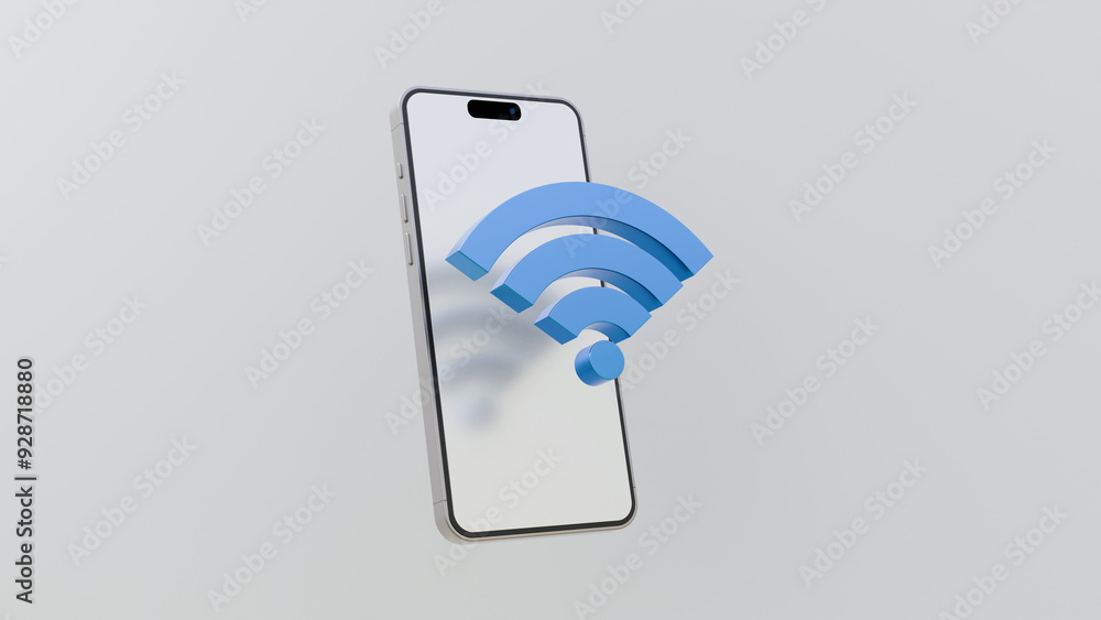 Poster wireless connection sharing network illustration. 3d render illustration wifi icon mobile. wireless 