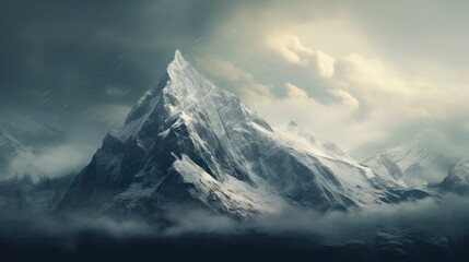Obraz premium Mountain landscape presenting a majestic, snow-covered 