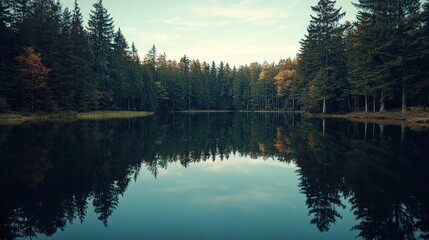 A Lake Surrounded by Trees 
