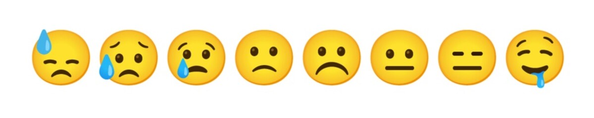 Collection of Sad and Neutral Emojis