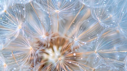 Abstract dandelion seed photo with water drops background