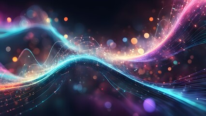 Obraz premium A colorful wave of light with a lot of dots and lines