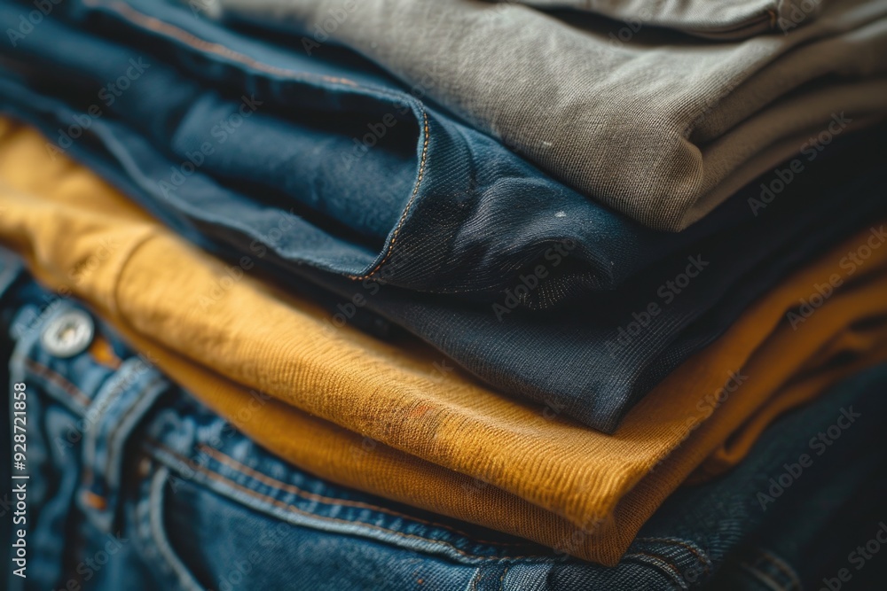 Wall mural A stack of jeans piled high