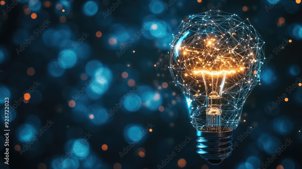 Aufkleber ai innovation and creativity: light bulb with brain data and digital networks, symbolizing the inter
