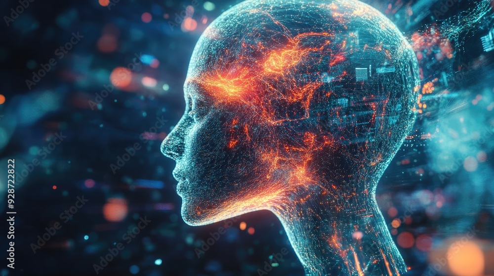 Poster artificial intelligence in creativity: a conceptual image of ai-driven creative content, showcasing 