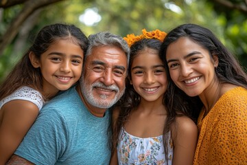 Happy Hispanic Family In the Park, Generative AI