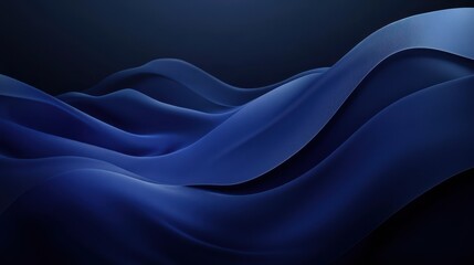Fototapeta premium A smooth, flowing abstract design in deep blue tones, evoking a sense of calm and depth.