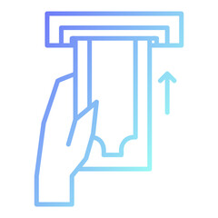 ATM Cash Withdrawal Outline Icon