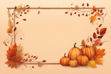 Pumpkin-Themed Thanksgiving Invitation Frame with Harvest Elements