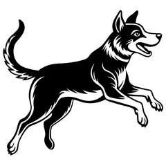 A dog jump silhouette vector