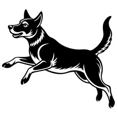 A dog jump silhouette vector