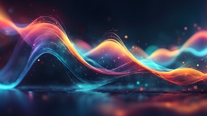 Obraz premium A colorful wave of light is displayed on a dark background
