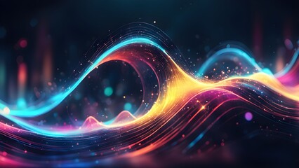 Obraz premium A colorful wave of light with a blue and yellow section