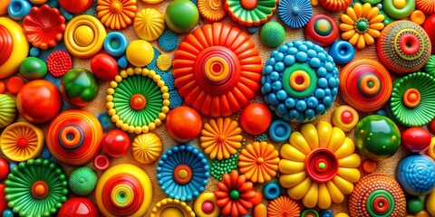 Abstract 3D Flower Wall, Red, Yellow, Green, Blue , Abstract , Flower