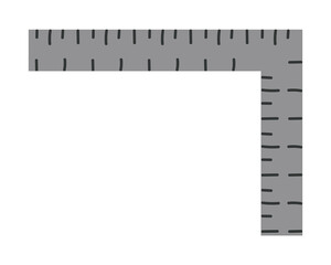 Elbow ruler gray color. Two Elbow ruler. Ruler at an angle. Vector icon of a steel ruler.