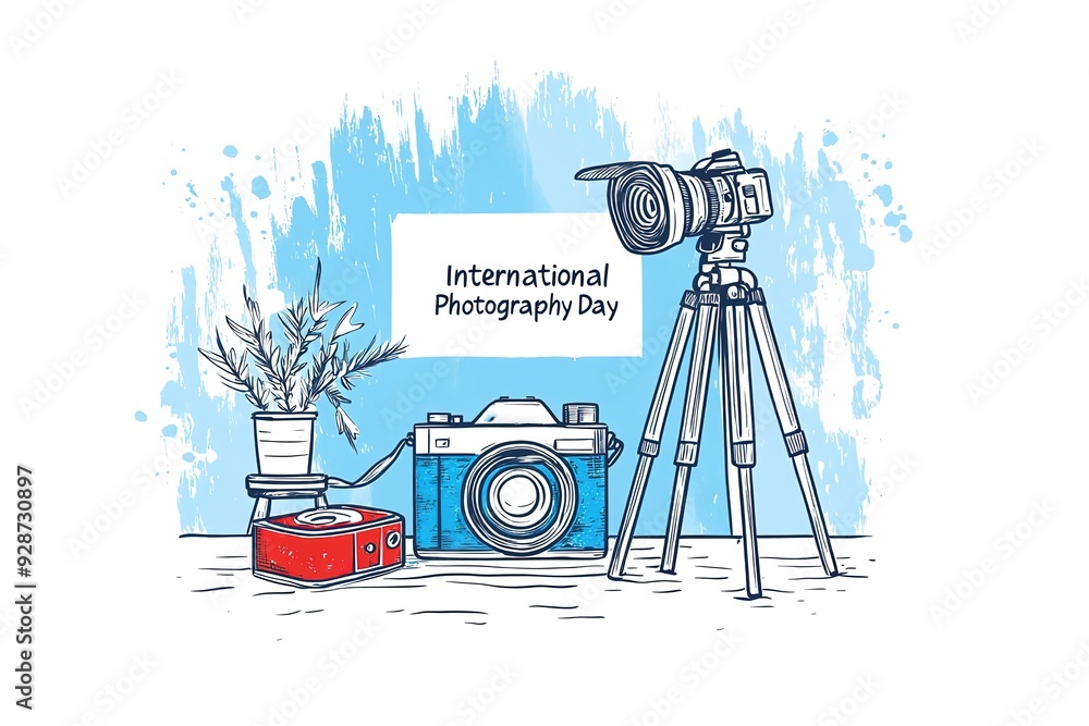 Wall mural world photography day with world map background, photographer taking photo. world photography day so