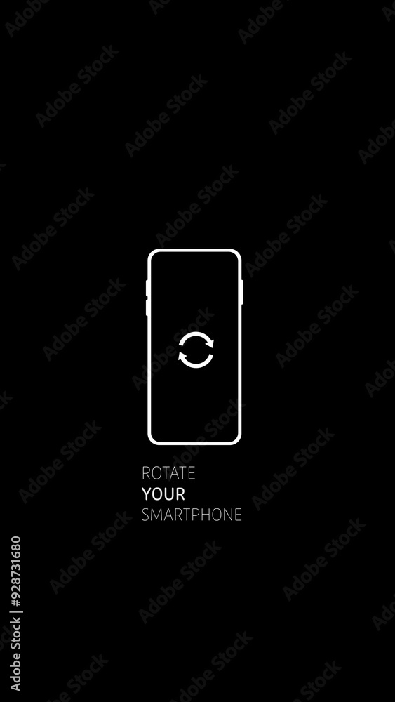 Wall mural command turn your phone rotation.rotate smart phone icon on black background. device rotation symbol