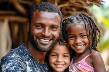 Fototapeta premium Happy multiethnic family under roof, Generative AI