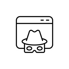 Private browser outline icons, minimalist vector illustration ,simple transparent graphic element .Isolated on white background