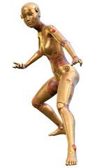 3D Rendering Female Robot on White