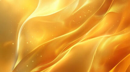 Obraz premium A smooth, flowing golden fabric texture with soft light and sparkles.
