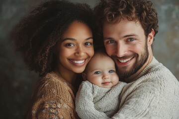 Happy biracial family, Generative AI