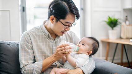 Obraz premium father with his baby at home