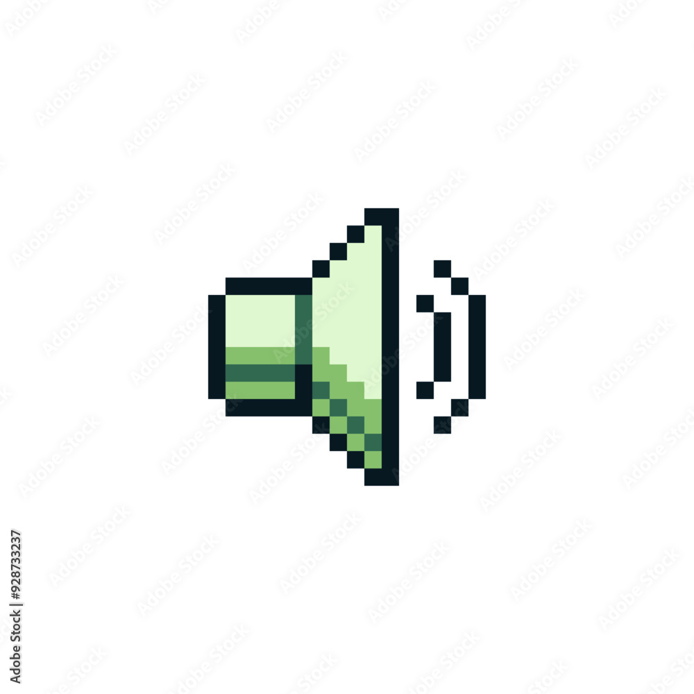 Poster audio speaker volume. sound button retro vintage 80s pixel art style icon element design for logo mo