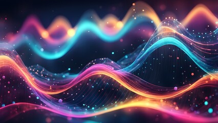 The image is a colorful wave with a lot of sparkles