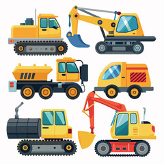 Set of construction vehicles vector