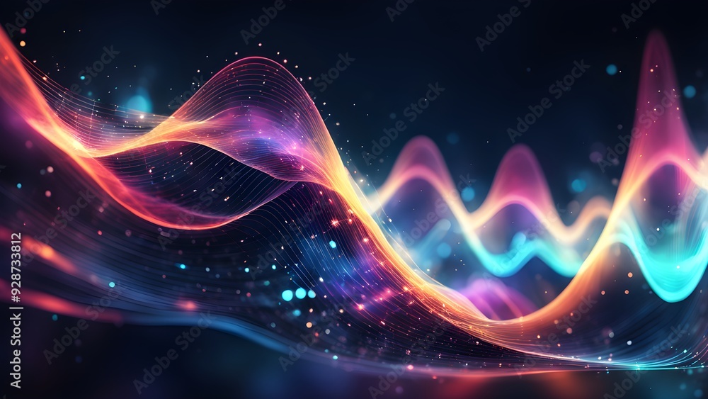 Wall mural A colorful wave of light with a blue and red section