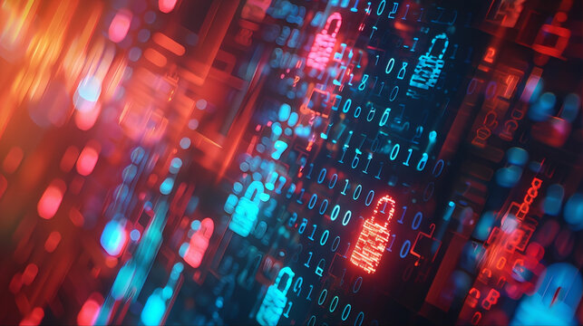 IoT data protection cybersecurity digital technology with key and padlock, data clean, phishing, hacking and coding, binary code AI sim lock, copilot, engineering,  htp security concept 