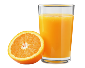 A orange juice isolated on white transparent background