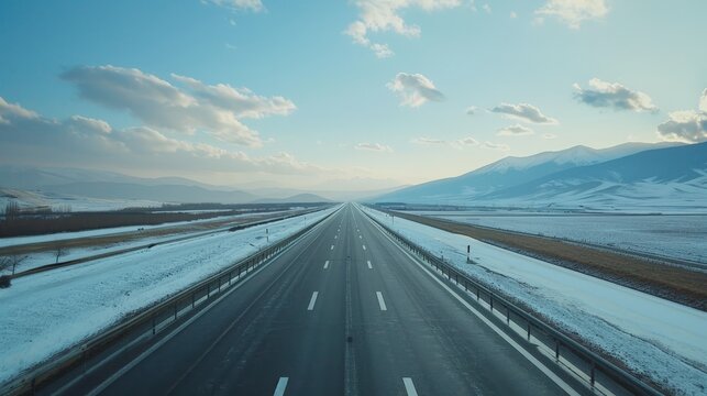Create an image of an empty freeway stretching into the distance, highlighting the vast expanse and potential of the journey ahead