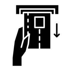 Inserting ATM Card Glyph Icon