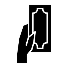 Hand Holding a Bill Glyph Icon