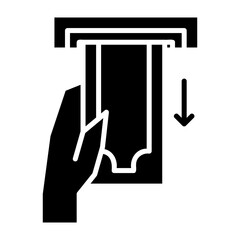 Hand Taking Money from an ATM Glyph Icon