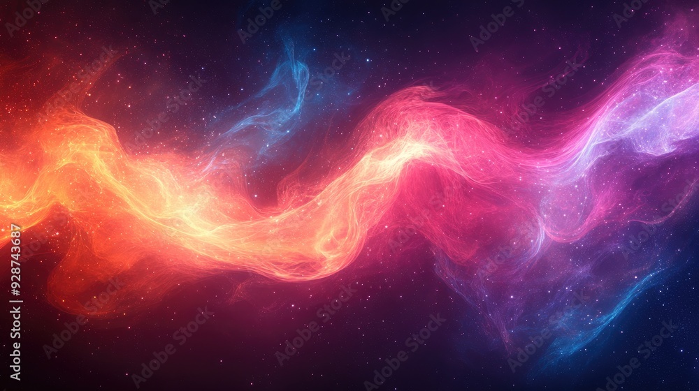Sticker cosmic nebula with vibrant glowing streams