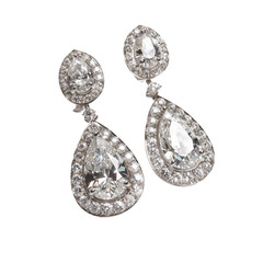 "Regal Radiance Exquisite Teardrop Diamond Earrings Perfect for Any Occasion Isolated on Transparent Background PNG Format&rdquo;

