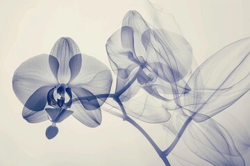 X-ray style image of delicate orchid, showcasing detailed floral structure