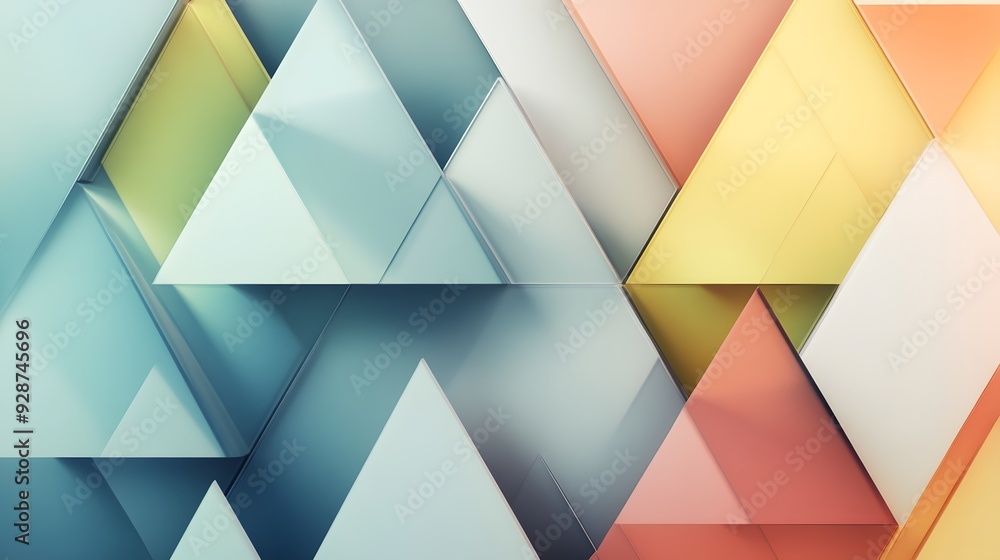 Poster abstract geometric pattern with pastel triangles