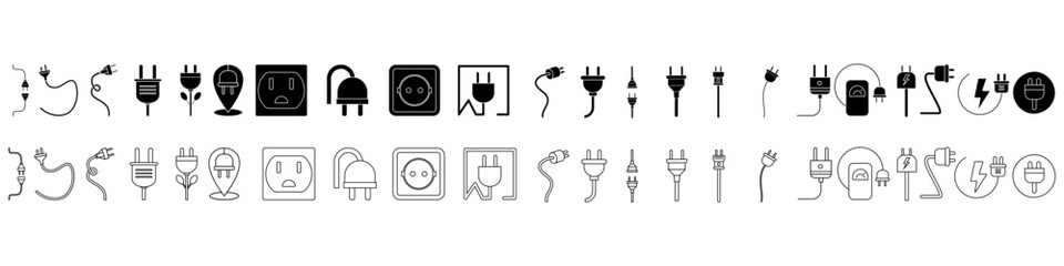 Electricity plug icon vector set. Charger illustration sign collection. Electricity symbol or logo.