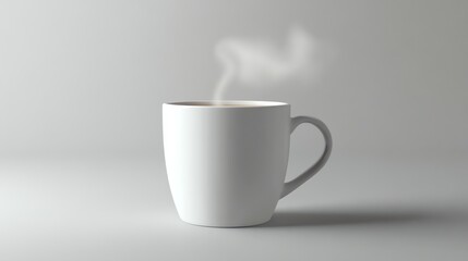 A white mug with a steaming beverage.
