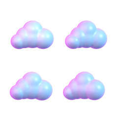 Galaxy cloud 3D with different sides on png transparent background.