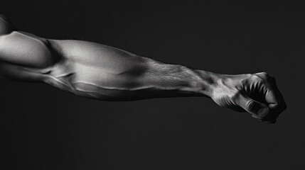 Obraz premium Muscular Arm and Fist in Black and White