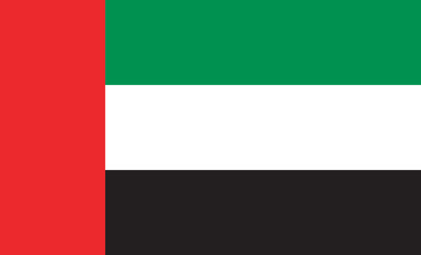 The national flag of the United Arab Emirates, UAE, Dubai, and Abu Dhabi official colors flag background, vector illustration
