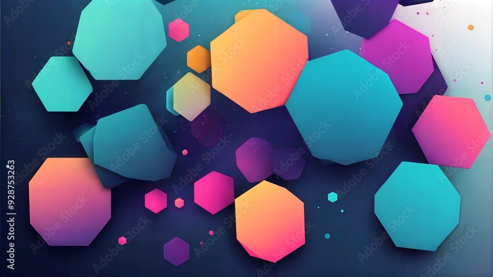 Aufkleber cosmic hexagon symphony: a captivating abstract design featuring vibrant hexagons in a kaleidoscope 