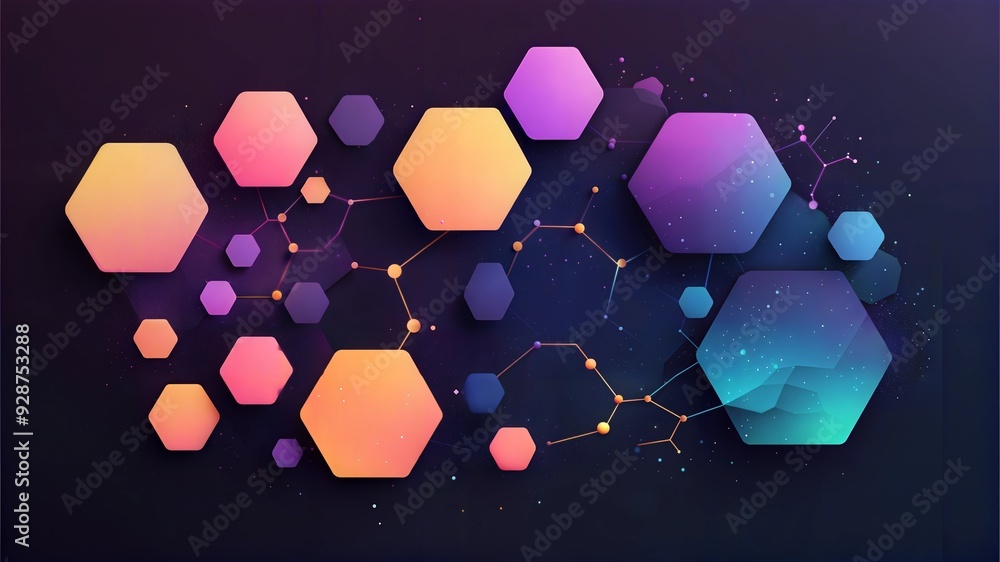 Aufkleber cosmic hexagon symphony: a captivating abstract design featuring vibrant hexagons in a kaleidoscope 